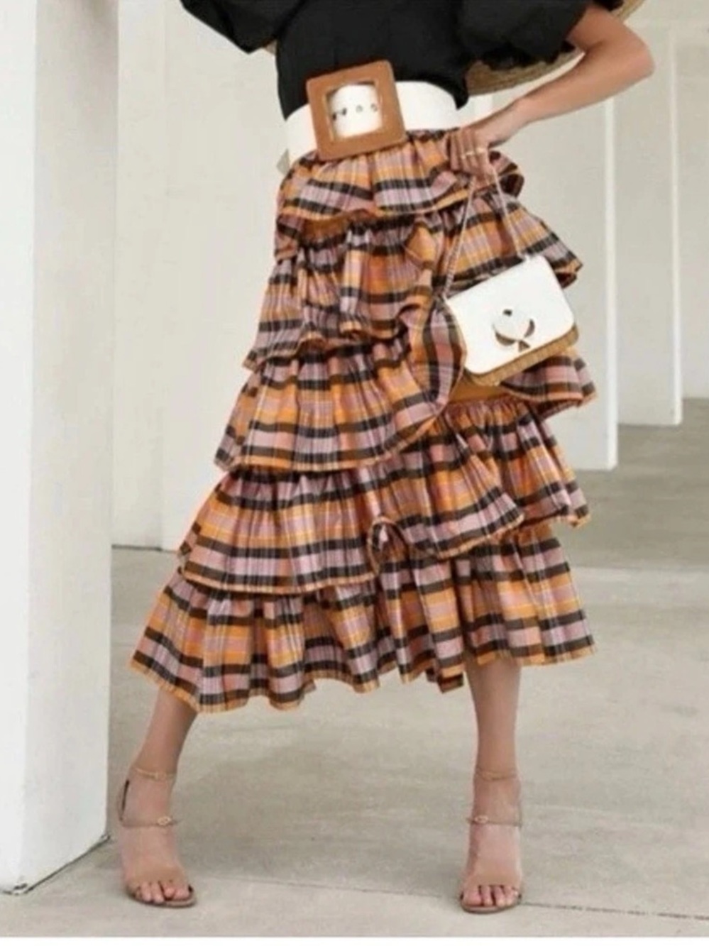 J.Crew Limited Edition Silk Tiered Plaid Skirt size 12